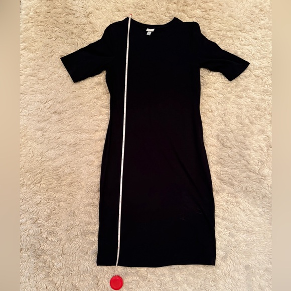 A New Day Black Sheath Midi Dress Short Sleeve Crew Neck - Picture 3 of 5